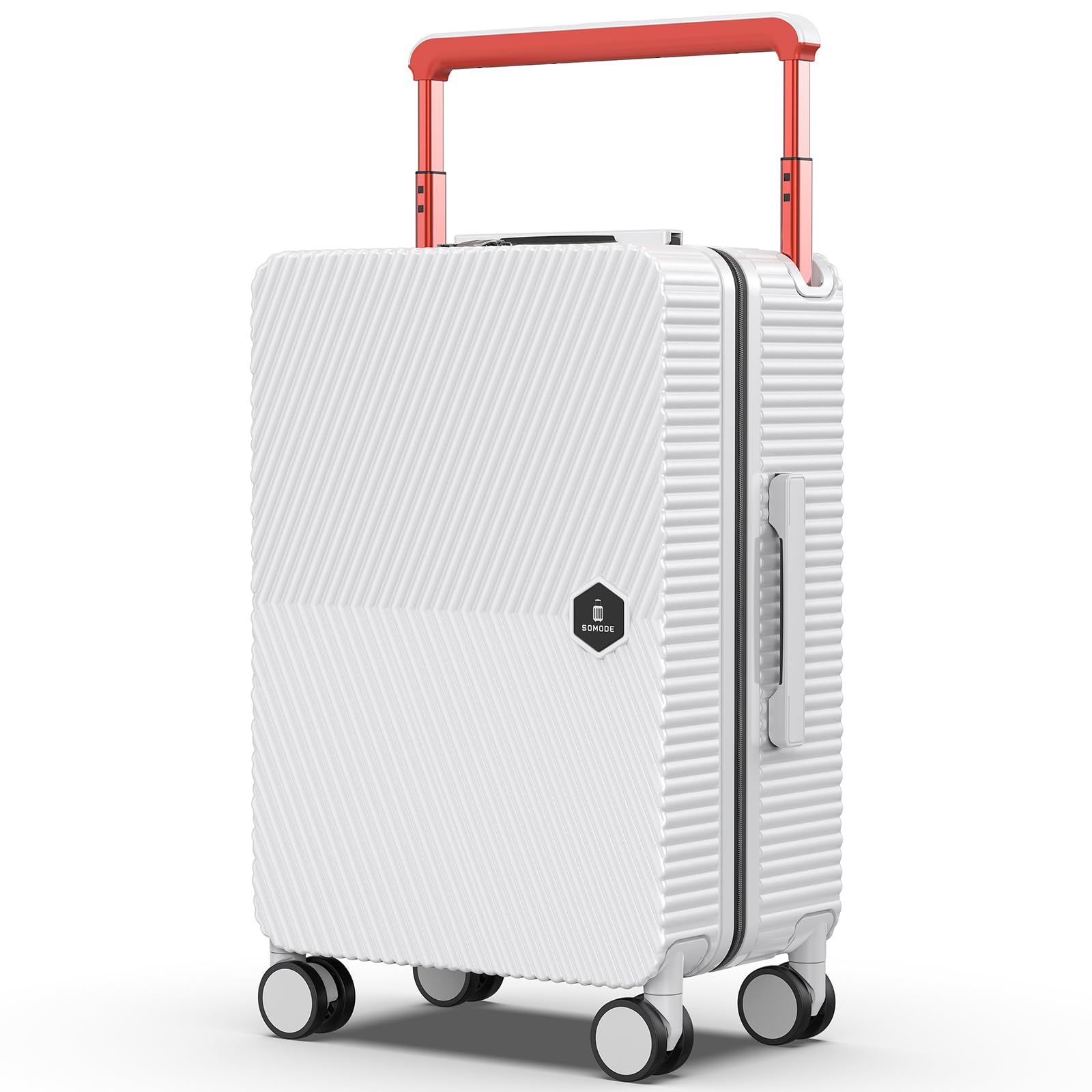 TEENOVALightweight Carry on Luggage with TSA Lock & 360°Double Wheels, Protect Your Luggage, The Suitcase Bounce Wide Pull Rod is A Stylish Design.(03-white)