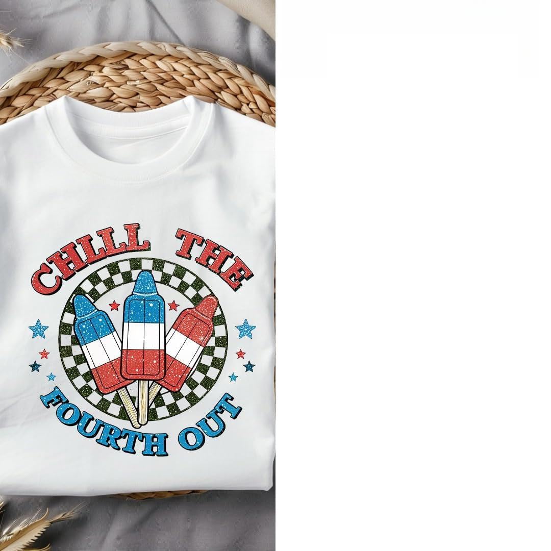 3pcs Spring Floral Butterfly, Chill The Fourth Out Png Iron on Transfers for T-Shirts DTF Transfers Vinyl Stickers Iron on Decals for Tshirts Clothes Pillow DIY Crafts (P2)