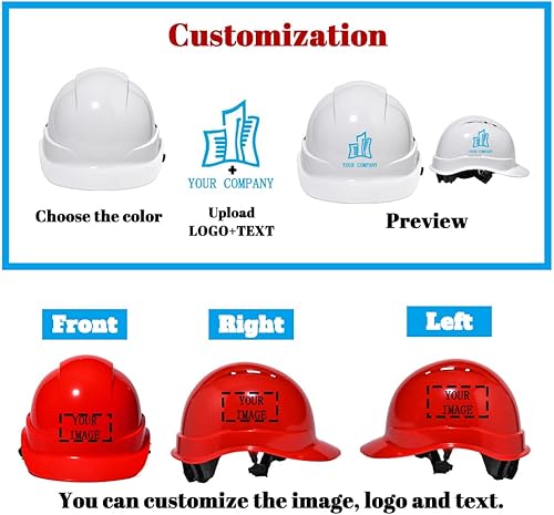 Miniatura 9 de Casco de seguridad de trabajo de construcción personalizado, 6 puntos con suspensión de trinquete con rejillas de ventilación