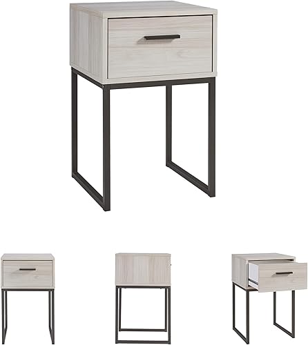 Miniatura 8 de Signature Design by Ashley Mesita de noche Socalle con 1 cajón, color beige natural