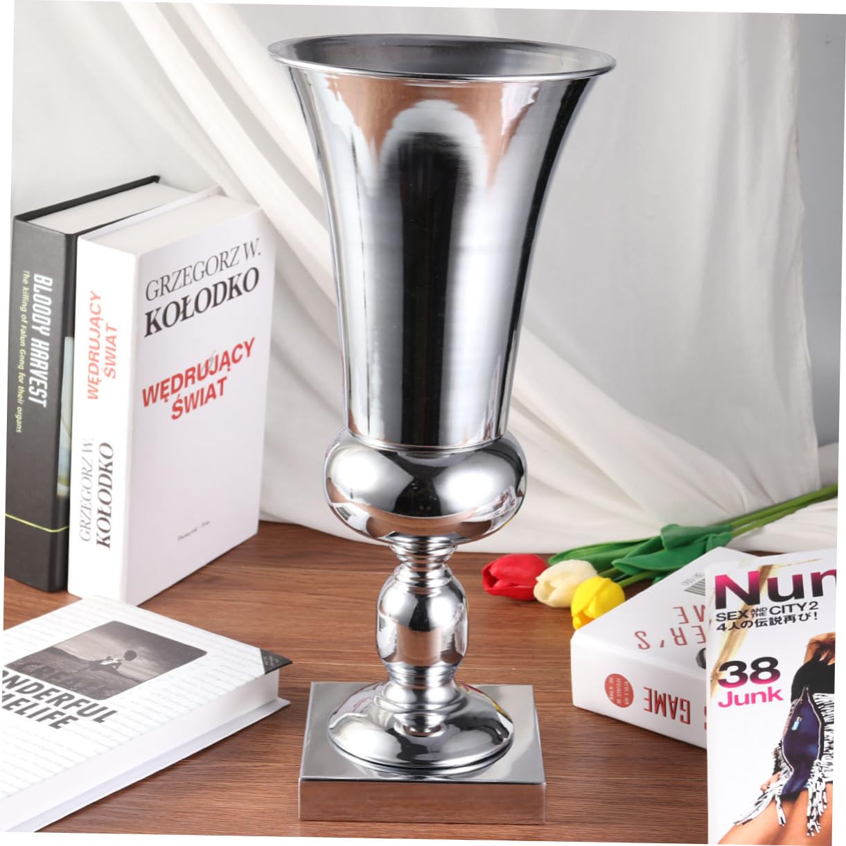 Alipis Jarrón Decorativo de Hierro y Metal Plata para Centros de Mesa Boda Diseño Elegante y Capacidad para Colocarse en Mesa o Suelo en Decoración de Bodas