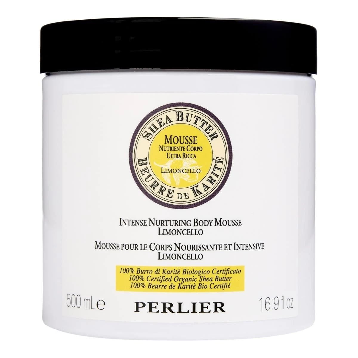 Perlier Shea Butter and Limoncello Body Mousse, Moisturizing Body Cream, 16.9 oz