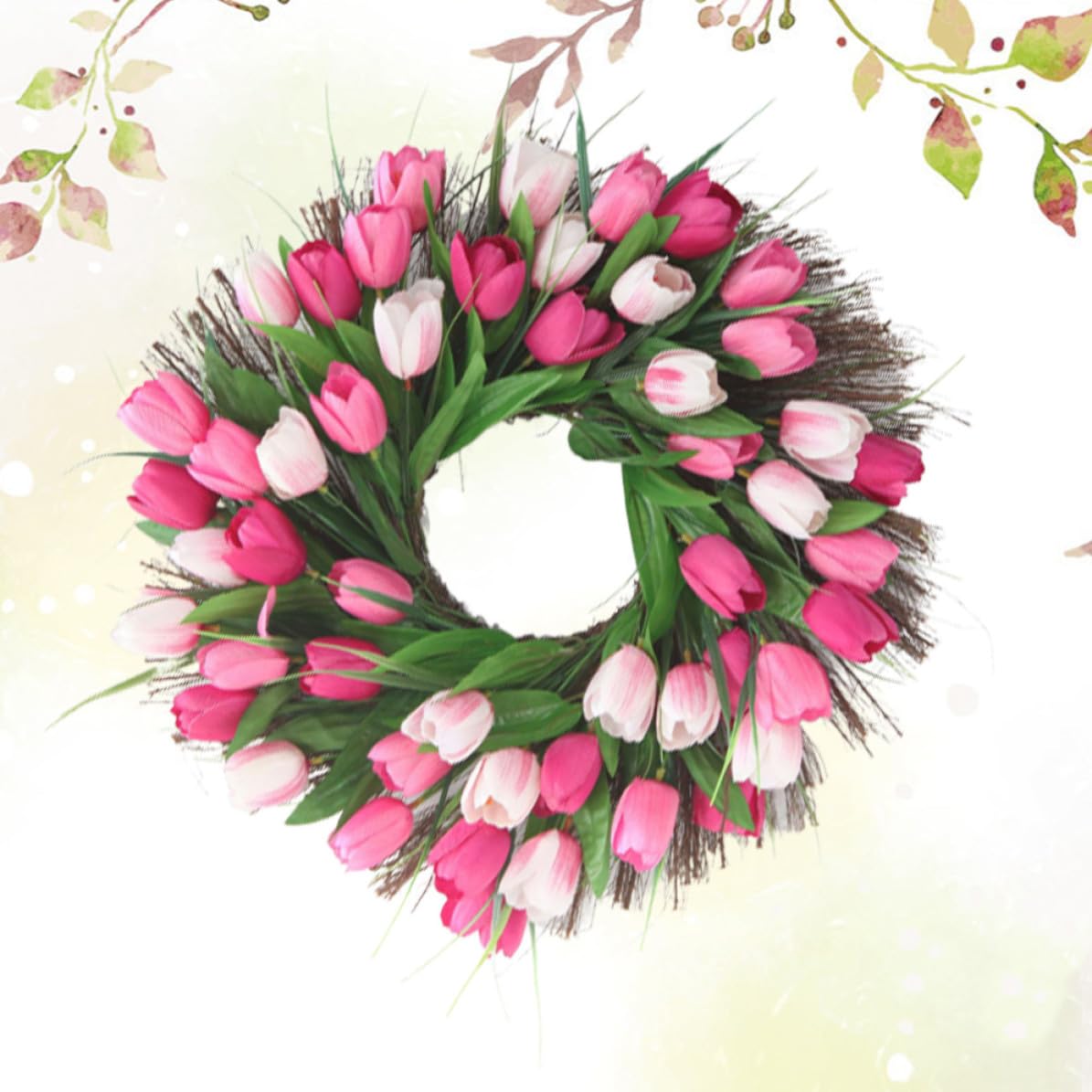 NUOBESTY Künstliche Blumengirlande aus Tulpengirlande Rattan Rosa Stoff Leicht ohne Gießen Hochzeit Fest und Party in Tulpenform für Tür