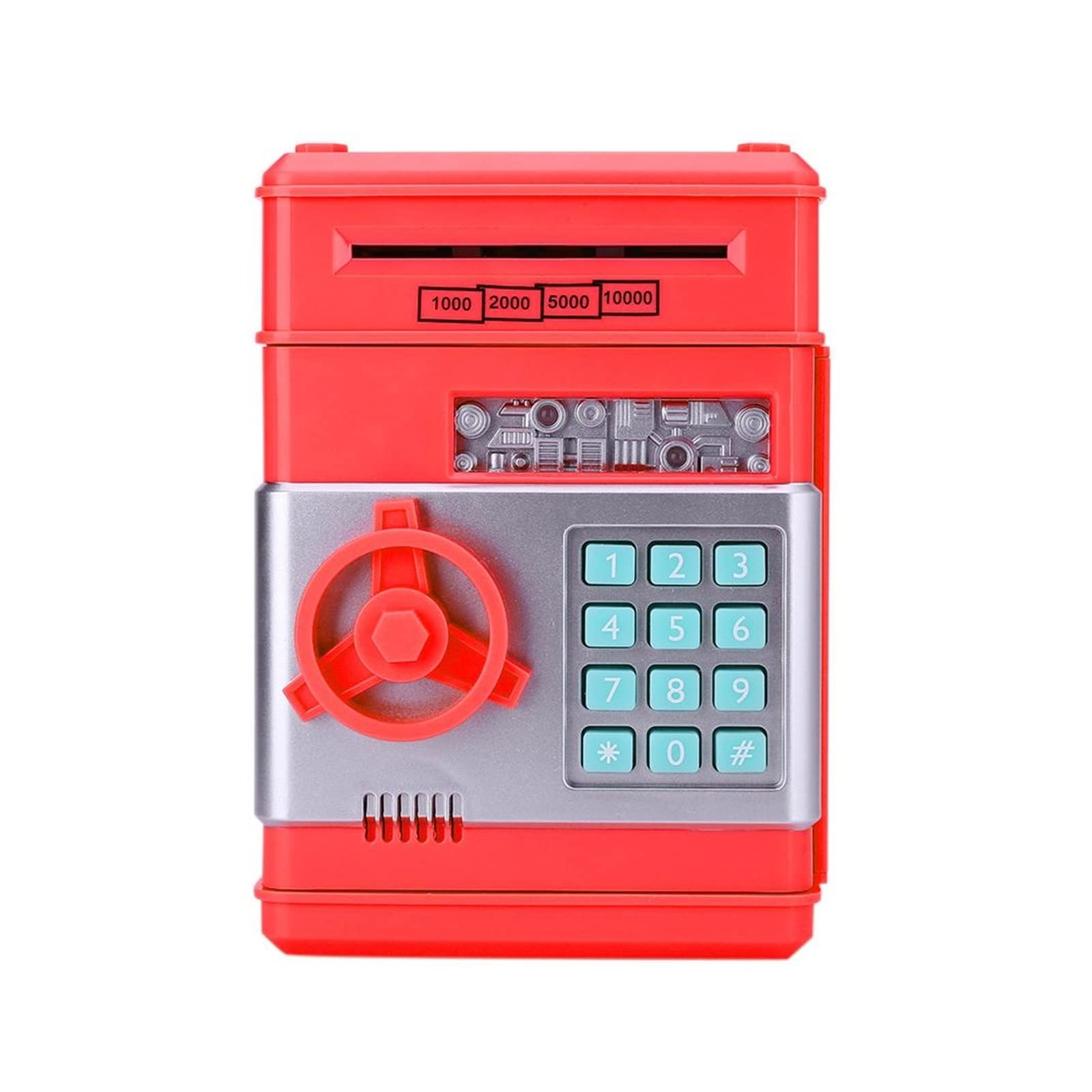 Safe Box, Electronic Piggy Bank Safe Box, Money Boxes For Children ATM Password Cash Coin Saving Machine Kid Xmas Gifts(Rosso)