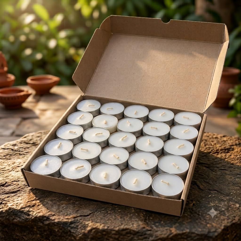 Pure Source India Unscented Wax Tealight Candles, Decoration Light Candle, Smok Less Gifting and Diwali Candles(Set of 1