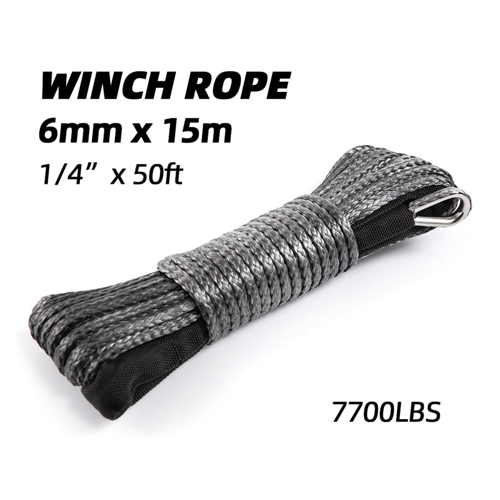 Kabel linowy wyciągarki z osłoną szary syntetyczny lina holownicza 15m 7700LBs sznurek do konserwacji myjni samochodowej ATV UTV Off-Road Solidna I Niezawodna