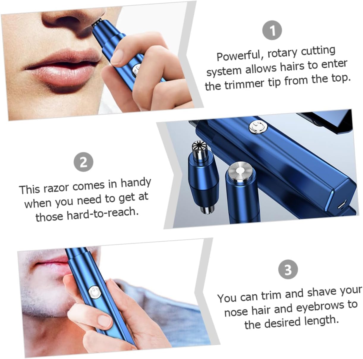 VALICLUD 3sets Electric Nose Hair Trimmer and Eyebrow Grooming Tool for Men Removal for Nose Ears and Brows Compact and Easy to Clean