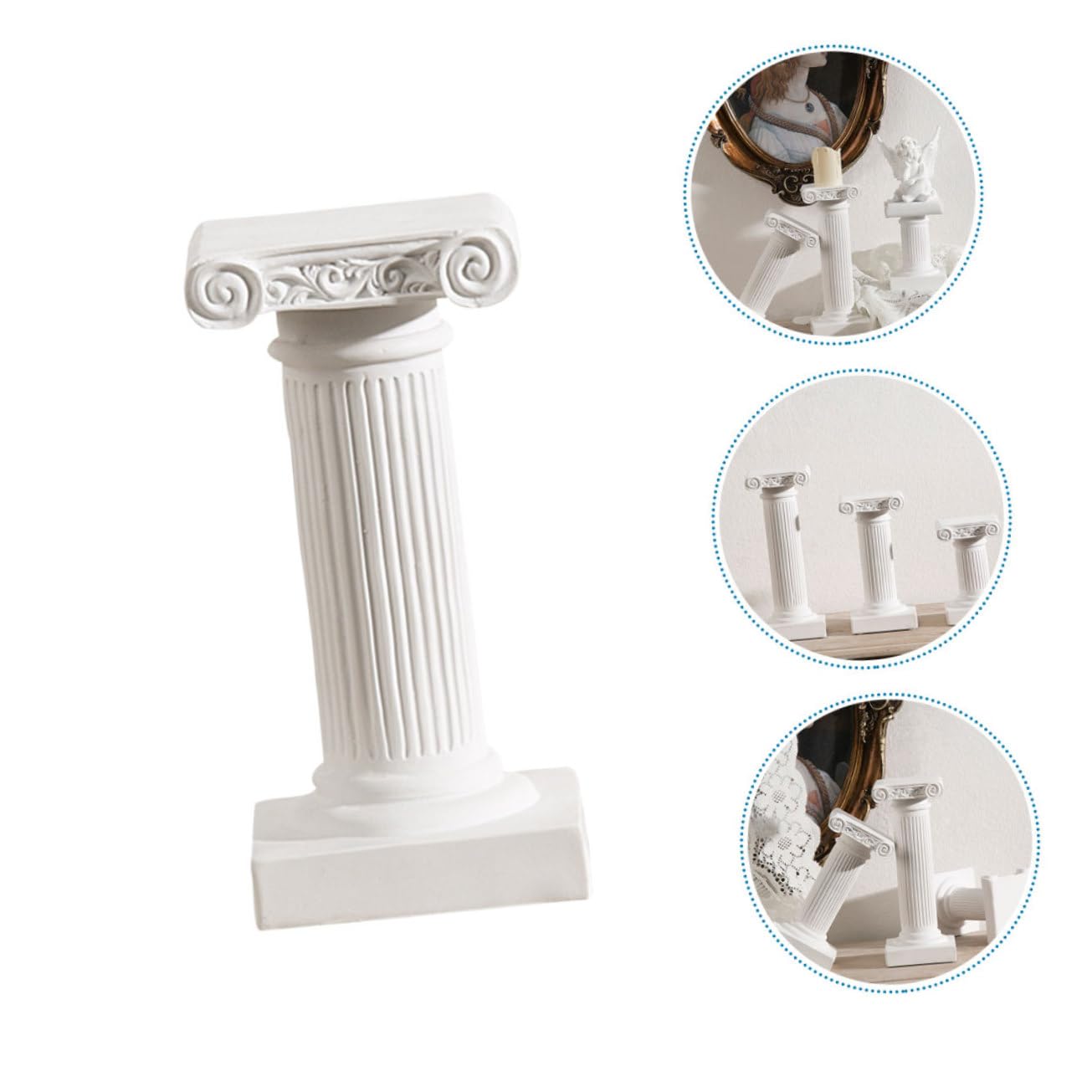 Colonna Romana Portacandele In Resina - Decorazione Per Matrimoni E Casa 15.5x7.5cm
