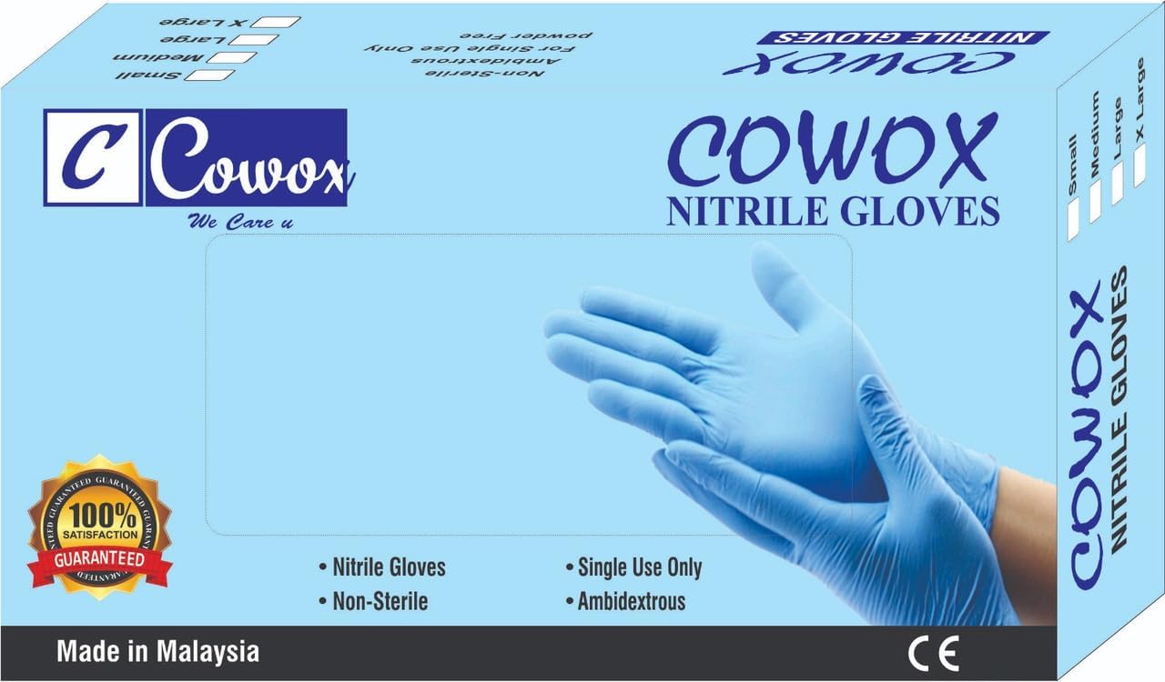Surgicals Nitrile Gloves Disposable Powder Free Examination Blue Hand Gloves Food Grade Ce & Fda Approved Small Size- Pack of 100 Pieces, Non-Sterile