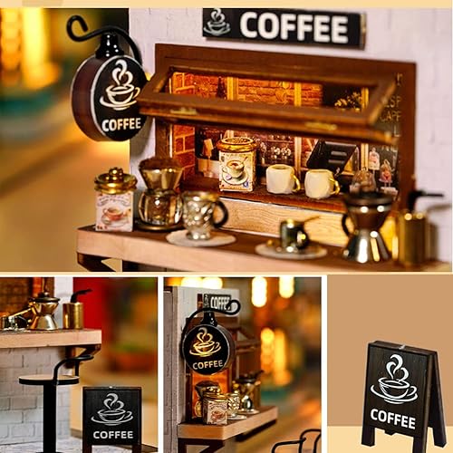 Miniatura 3 de Mini casa de muñecas de madera a escala 124, a prueba de polvo, kit de casa de muñecas en miniatura con muebles para niños, adolescentes y adultos