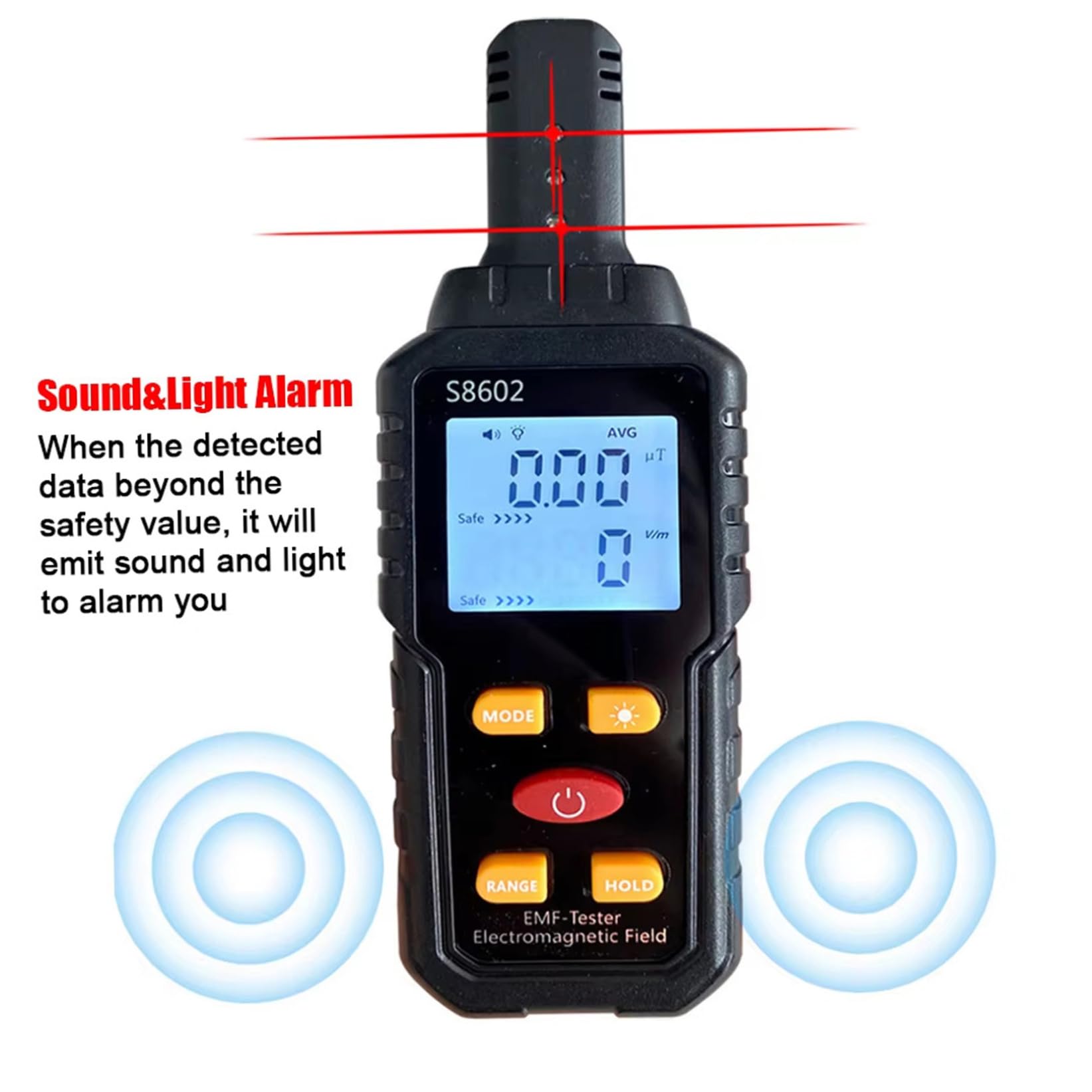 Geigerzähler-Strahlungsdetektor, 3-in-1-LCD-Display, nuklearer Strahlungsdetektor mit Ton- und Lichtalarm, tragbares Überwachungsmessgerät für Zuhause, Büro, draußen, drinnen