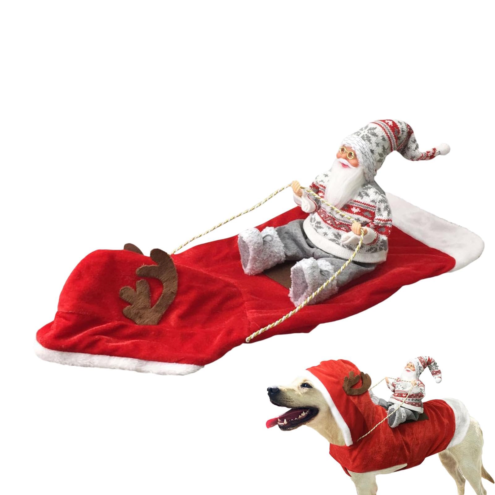 Santa Dog Costume, Riding Pet Cosplay Christmas Outfit, Santa Christmas Dog Costume For Small Medium Large Dogs