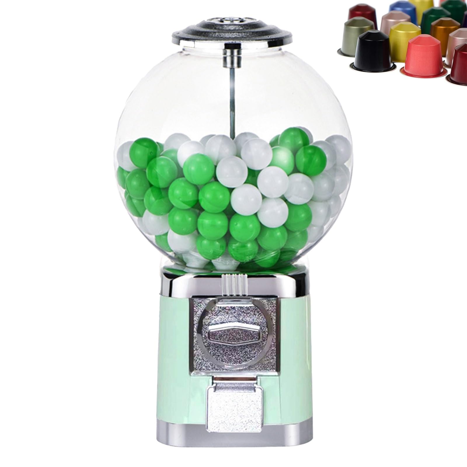 Distributore automatico di capsule, distributore di gomme da masticare Big Bubble, senza monete, distributore di gomme da masticare per palline da 3,2 cm, contenitore per capsule di caffè(Light green)