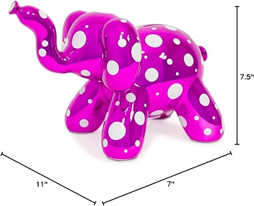 Miniatura 3 de Hechos por Humans Balloon Alcancía de elefante linda y de cerámica, alcancía de cerdito con acabado brillante- plateado