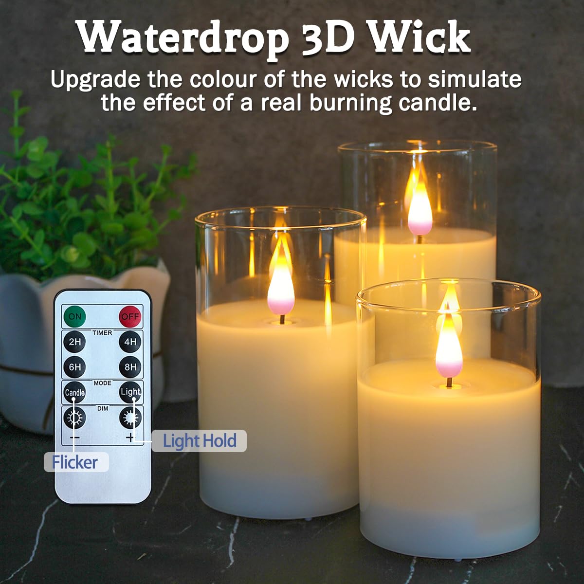 NICE POINT LED Rechargeable Candles with Remote Timer, Real Wax Flameless Candles, Flickering Teardrop Wick - Image 4