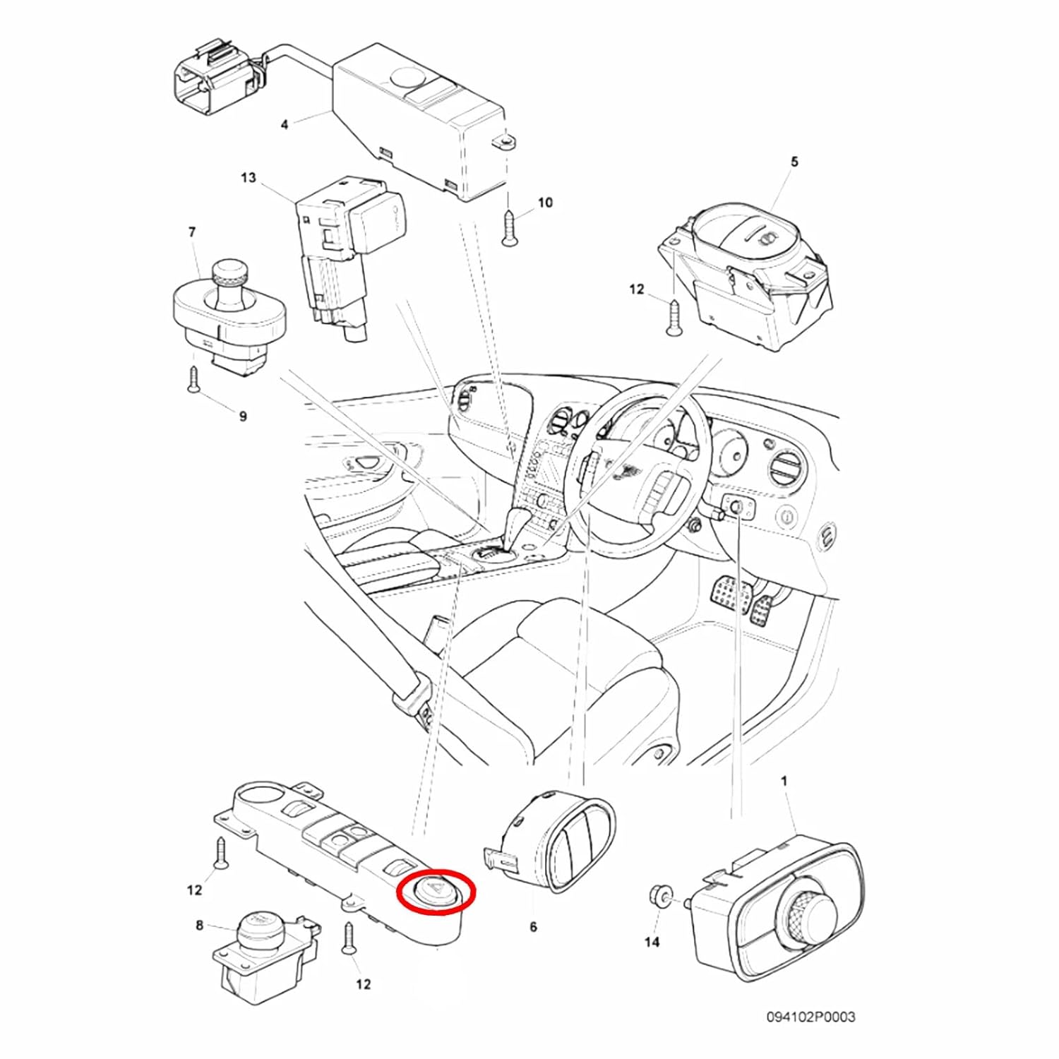 Hazard Warning Light Switch Button Replace for Bentley Continental 2005 to 2017