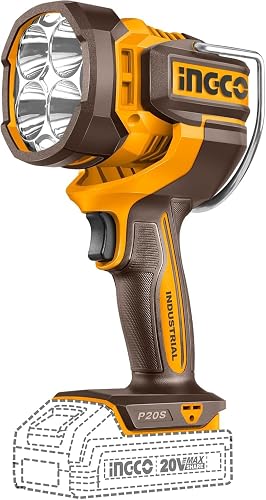 INGCO Cordless LED Spotlight, 20V, 2500LM, 3 Brightness Modes, 130° Adjustable Head, Handheld Work Torch