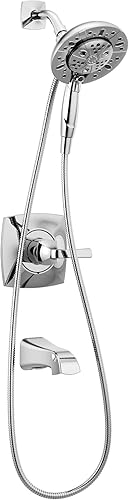 Delta Faucet Vesna 144789-I - Kit de molduras de ducha de un solo mango con cabezal de ducha de mano doble H2Okinetic In2ition de 5 pulverizaciones