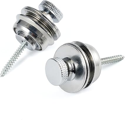 2 PCS Electric Guitar Bass Security Strap Locks Flated Head Easy Install and Quick Release Strap Lock for Fender Strat Tele Les Paul Classial Acoustic Electric guitars Bass Chrome