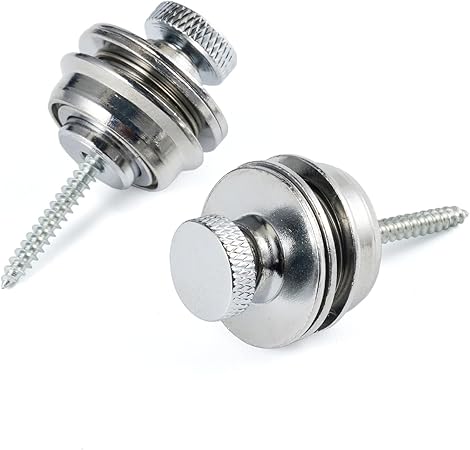 2 PCS Electric Guitar Bass Security Strap Locks Flated Head Easy Install and Quick Release Strap Lock for Fender Strat Tele Les Paul Classial Acoustic Electric guitars Bass Chrome