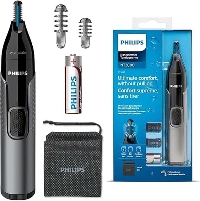 Philips Seria 3000 Trymer do Nosa/Brwi/Uszu, Czarny/Szary, 10 x 3.6 x 19 cm