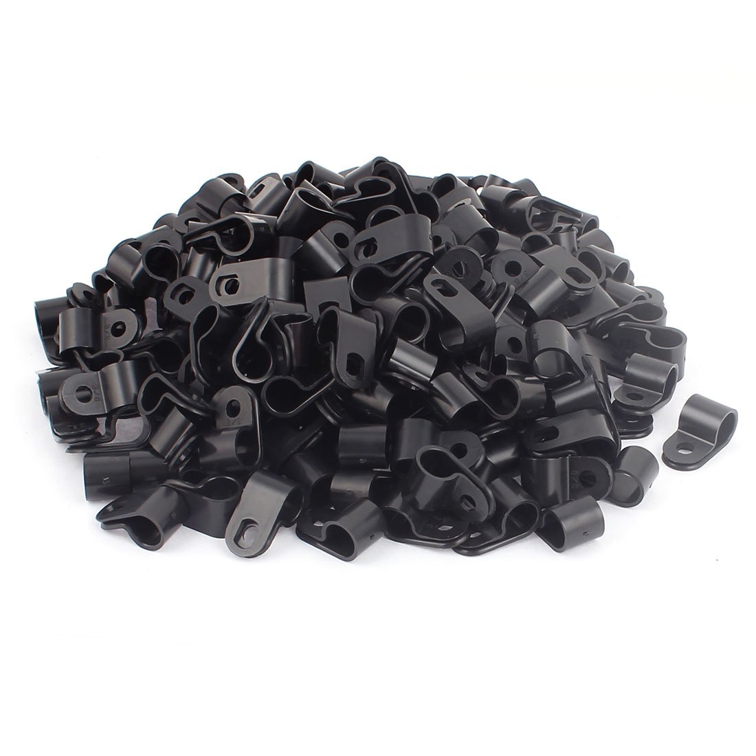 FIYAIIVVERR 200 Pcs Black Plastic R Type Cable Clip Clamp for 9mm Dia Wire Hose (200 Stück schwarzer Kunststoff R Typ Kabelclip-Schelle für 9mm Dia-Drahtschlauch