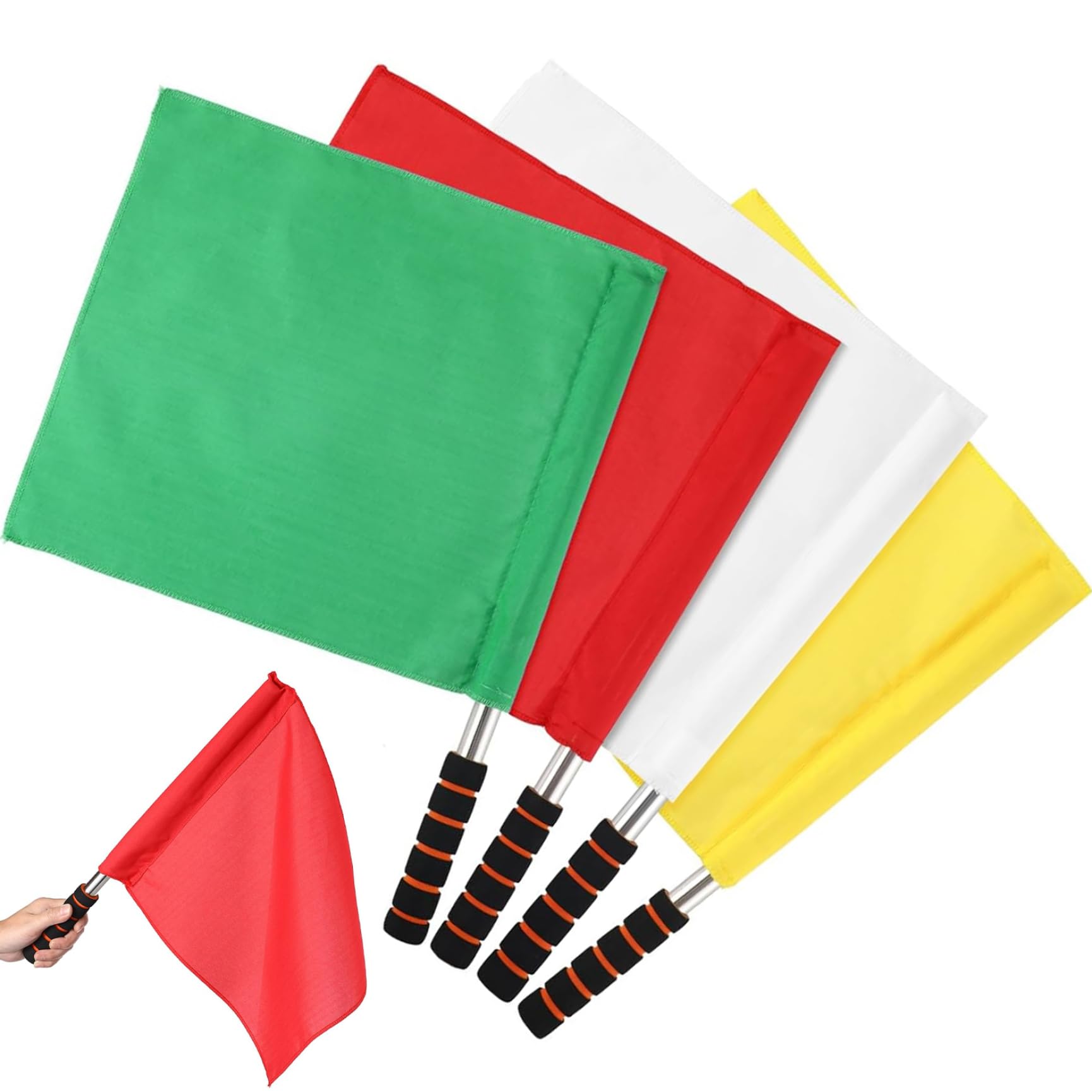 Drapeaux d'arbitre de football 4 pièces drapeaux de volley-ball avec poignée confortable parfaits pour les événements d'athlétisme