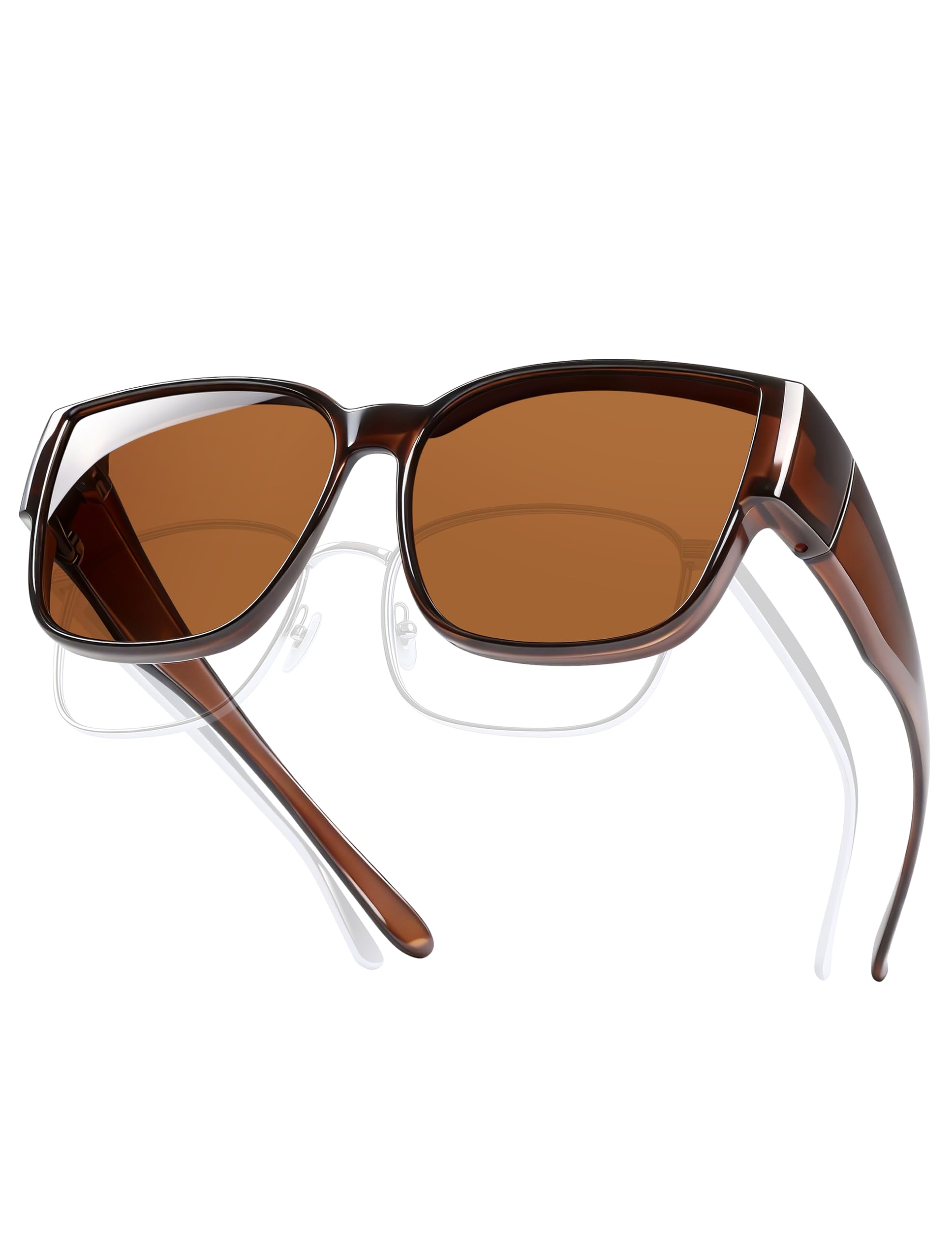 TINHAO Polarised Fit Over Sunglasses for Men Women, UV400 Over Glasses Sunglasses, Lightweight 24g TR90 Oversize Fitover for Driving Fishing