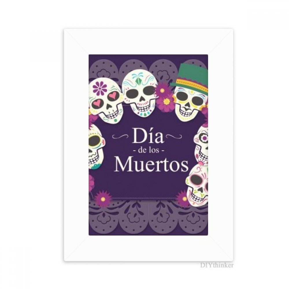 Cadre photo tête de mort Jour des Morts blanc 10x15 cm style mexicain