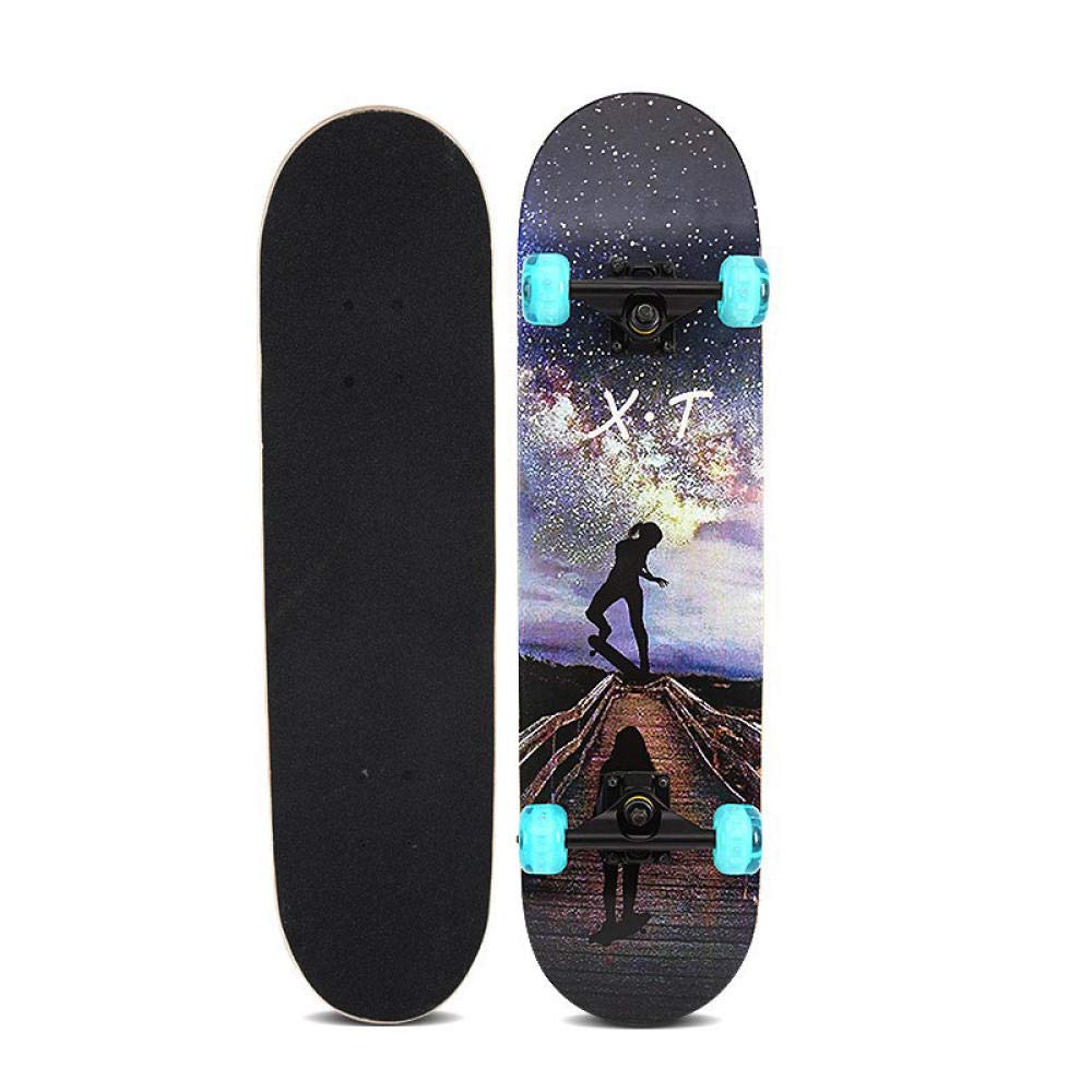 Standard Cruising Skateboards Fashion Printed Long Skateboard 31IN Long with Frosted Maple Deck and Luminous PU Rollers Suitable