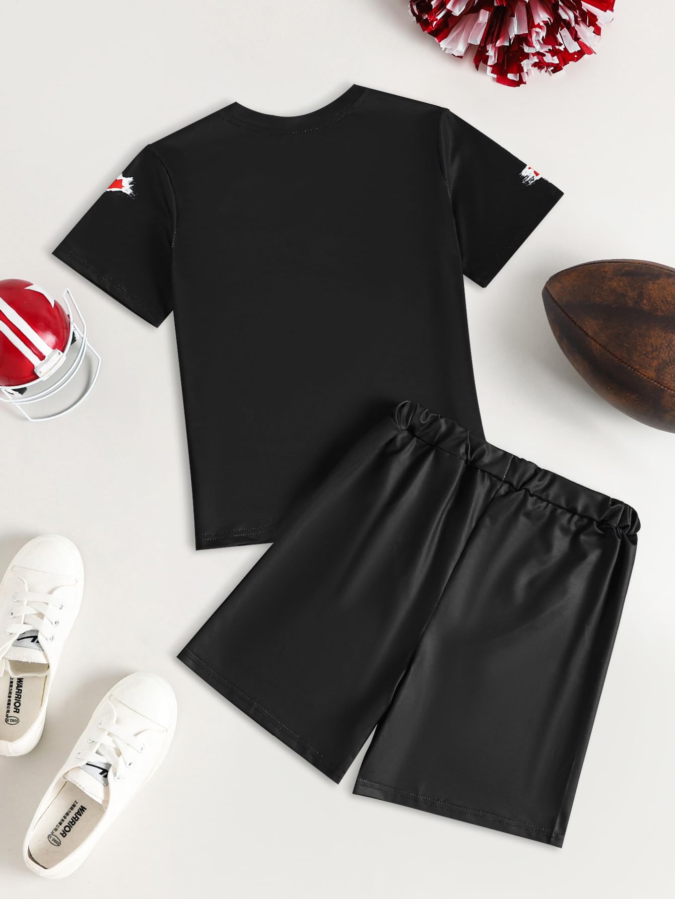 Conjunto deportivo transpirable de verano para niños, camiseta de manga corta con cuello redondo y pantalones cortos casuales para jugar a diario - 4