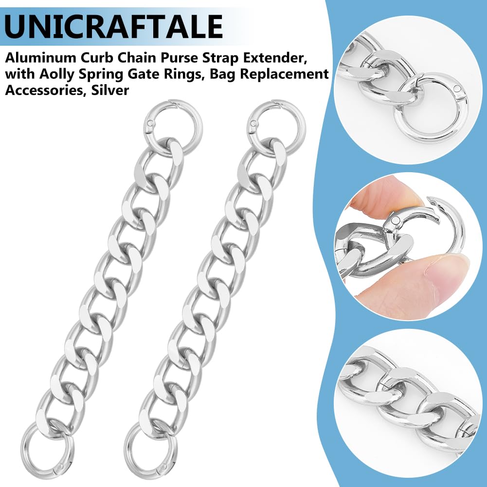 UNICRAFTALE 2 pz Prolunga per Tracolla In Lega per Borsa A Catena per Borsa A Tracolla Platino 18 cm Prolunga per Tracolla A Catena per Borsa Accessorio di Ricambio con Anello A D
