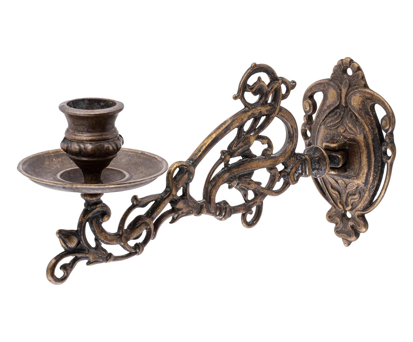 ARTERAMEFERRO Kerzenhalter Kerzenhalter aus brüniertem Messing Barock Klavier zu einer beweglichen Wandkerze Jugendstil