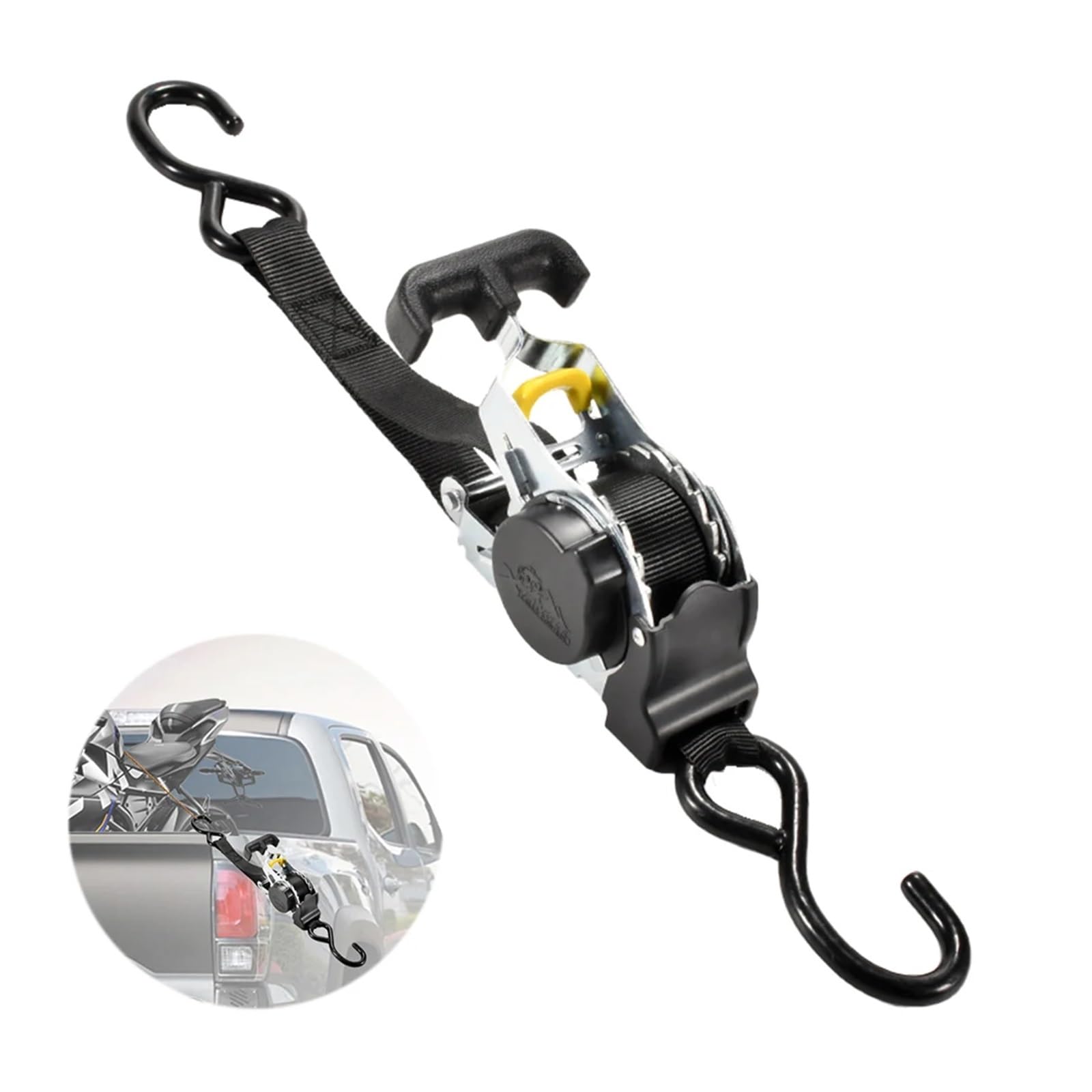 Correa de sujeción, Correa de equipaje con gancho en forma de S, tensor de trinquete, correas de trinquete retráctiles for remolques, vehículos y embarcaciones.(White 2Batteries)