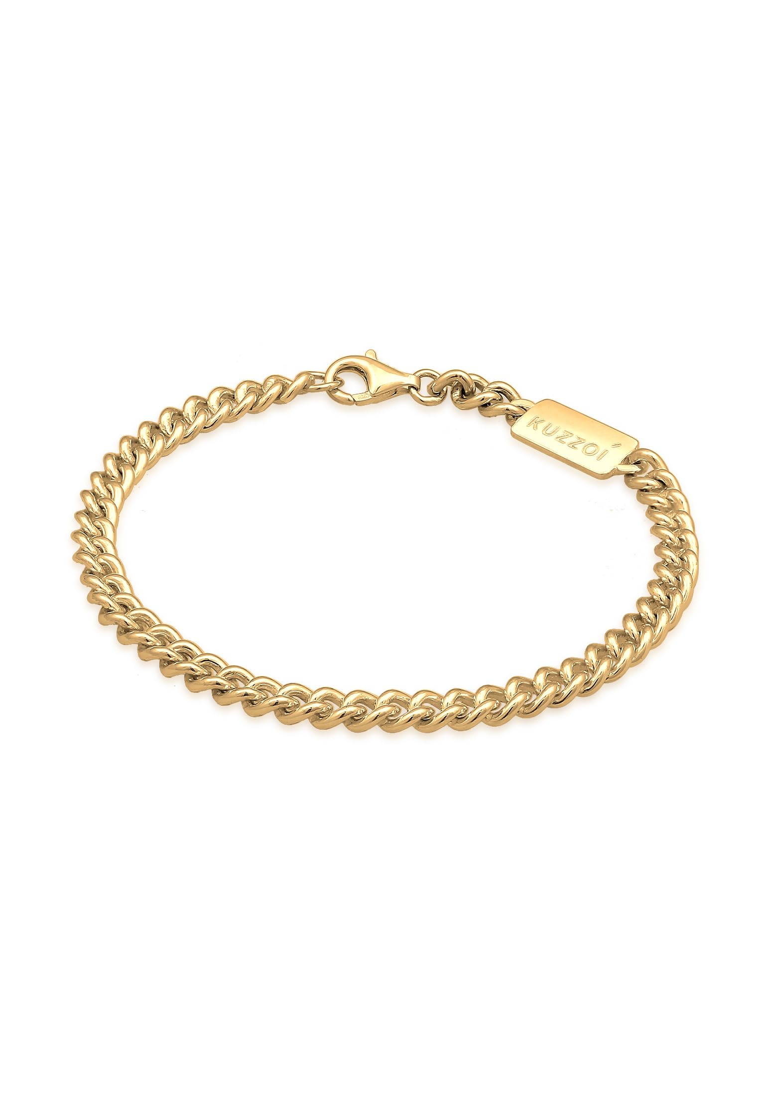Kuzzoi Herren Silber Armband Panzerkette (5 mm) 925 Silber vergoldet