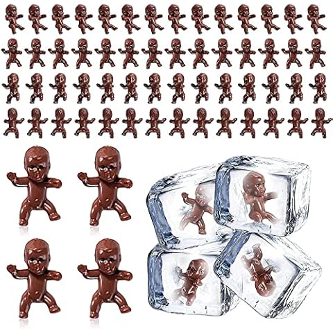 Tiny Plastic Babies, KY-Tech 100 Pieces 1 Inch Mini Babies Mini Plastic Baby Ice Cube Baby Doll for Baby Shower Party Game Supplies Decoration Halloween Doll Halloween Decoration(100pcs Black) Cover