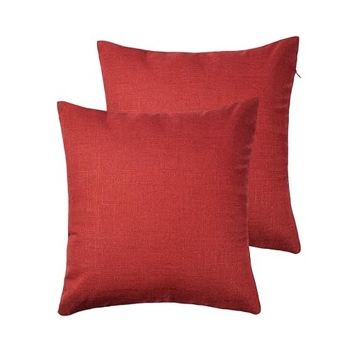 RainRoad Red Decorative Throw Pillow Cover for Sofa Couch Bedroom