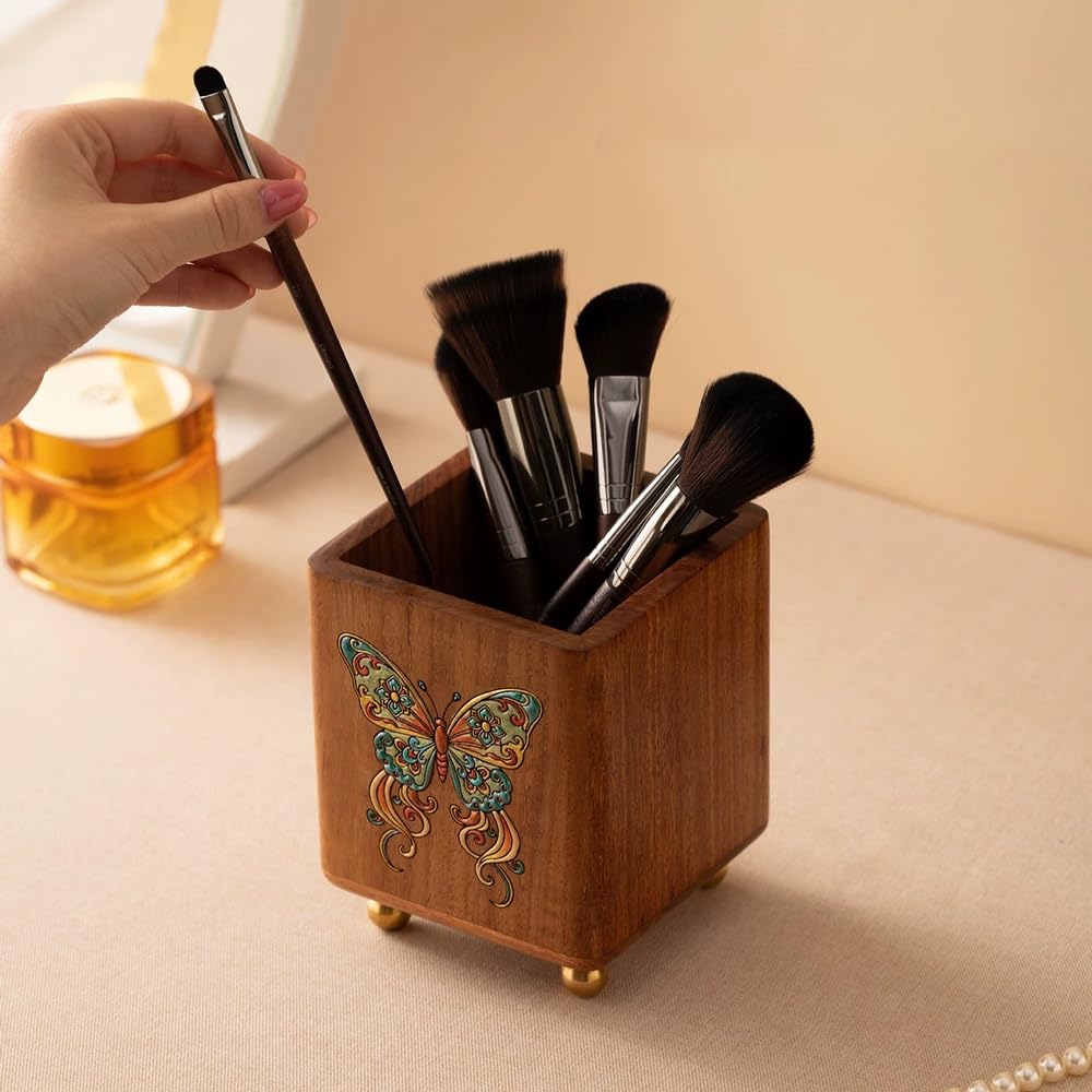 Organizer na pędzle do makijażu, uchwyty na szczoteczki do zębów, pojemnik na ołówki na biurko, wielofunkcyjny kubek na pędzle do makijażu w stylu vintage