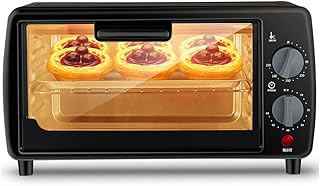 9 l mini piekarnik o mocy 600 W z regulacją temperatury 0-230 °C i 60-minutowym timerem, trójwarstwowa pozycja pieczenia, niezależna regulacja temperatury w górę i w dół, podwójne szklane drzwi, piec elektryczny