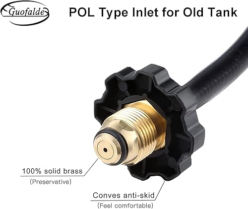 Miniatura 2 de Manguera adaptadora de recambio de propano POL de 3 pies, para manguera de recambio de propano tipo POL de 1 libra, 350 PSI de alta presión, con