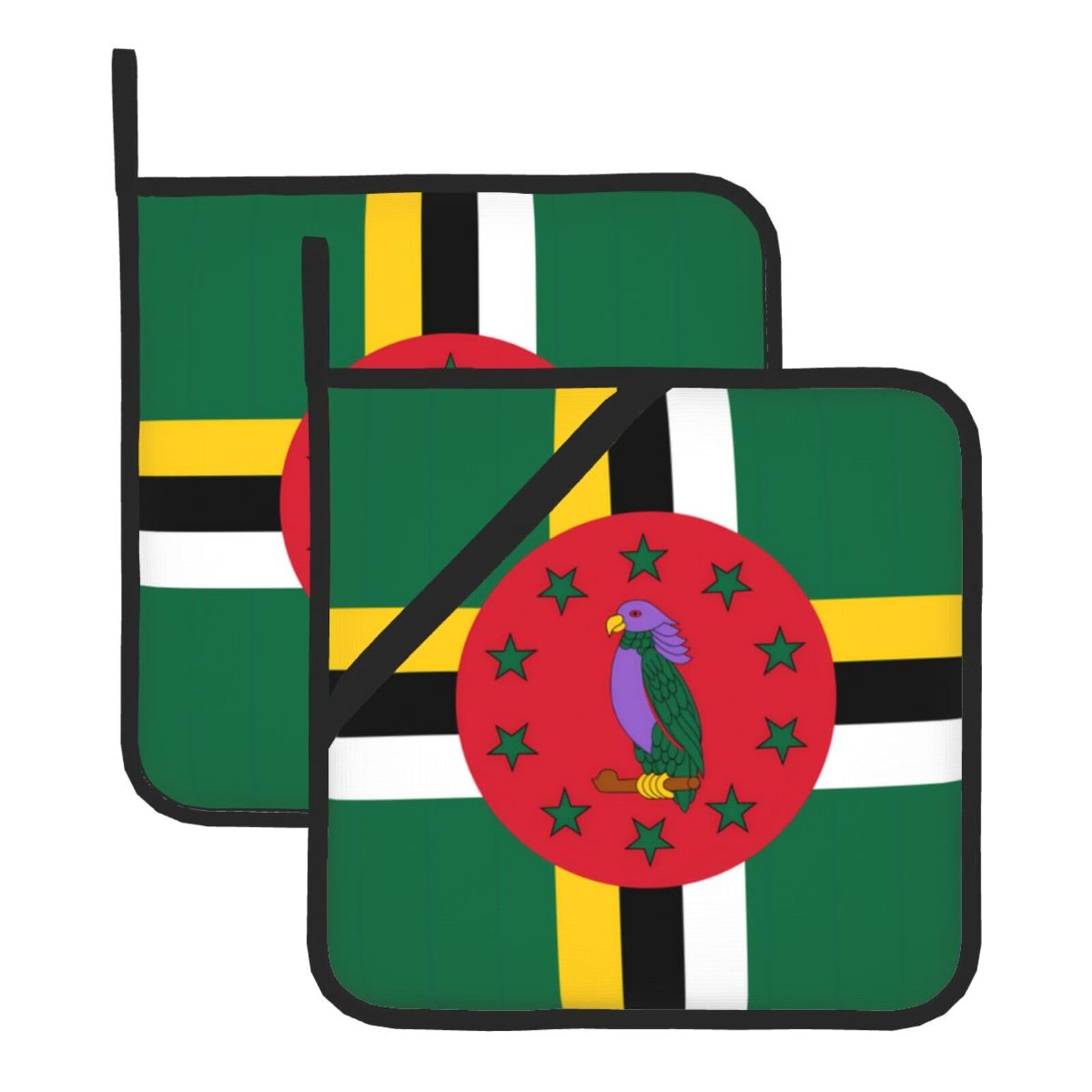 Flag of the Commonwealth of Dominica Square Heat Resistant Trivet Set Thick and Durable for Baking Barbecue Cookware Oven