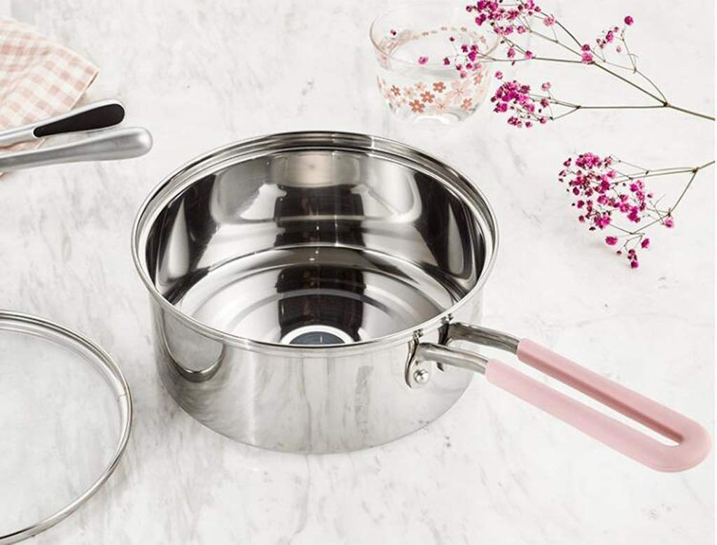 Auflauf Edelstahl Milchtopf Home Multifunktionssuppentopf Mini Baby Babynahrung Ergänzungstopf Induktionsherd Universal mit Deckel Sichere Bratpfanne Bratpfanne