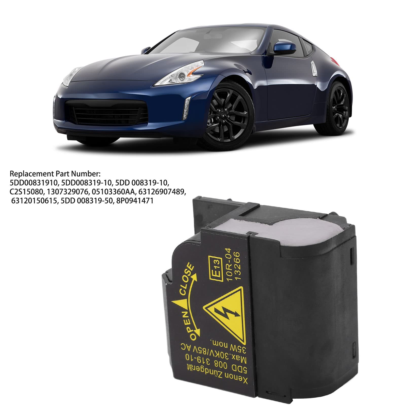 Qiilu HID Xenon Bombilla Igniter Ballast Headlight Starter, Xenon Headlight Igniter Module C2S15080 Reemplazo para 5 Series E60 525i M54 2004‑2005(Negro)