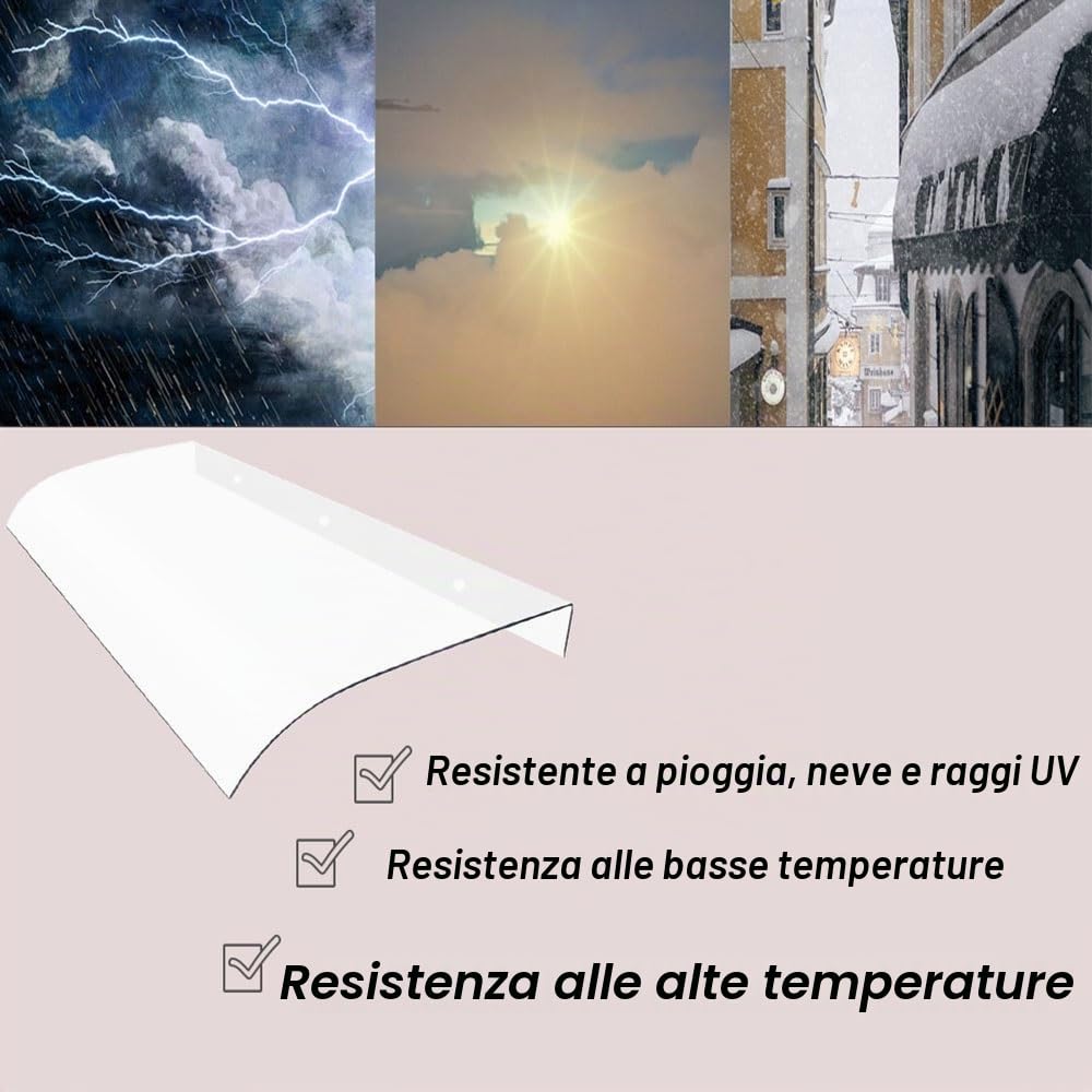 Pensilina tettoia in policarbonato, 50x80cm 50x100cm 50x120cm 40x50cm 40x40cm 40x80cm 40x100cm Pensilina da esterno per porta d'ingresso (Size : 50x80cm)
