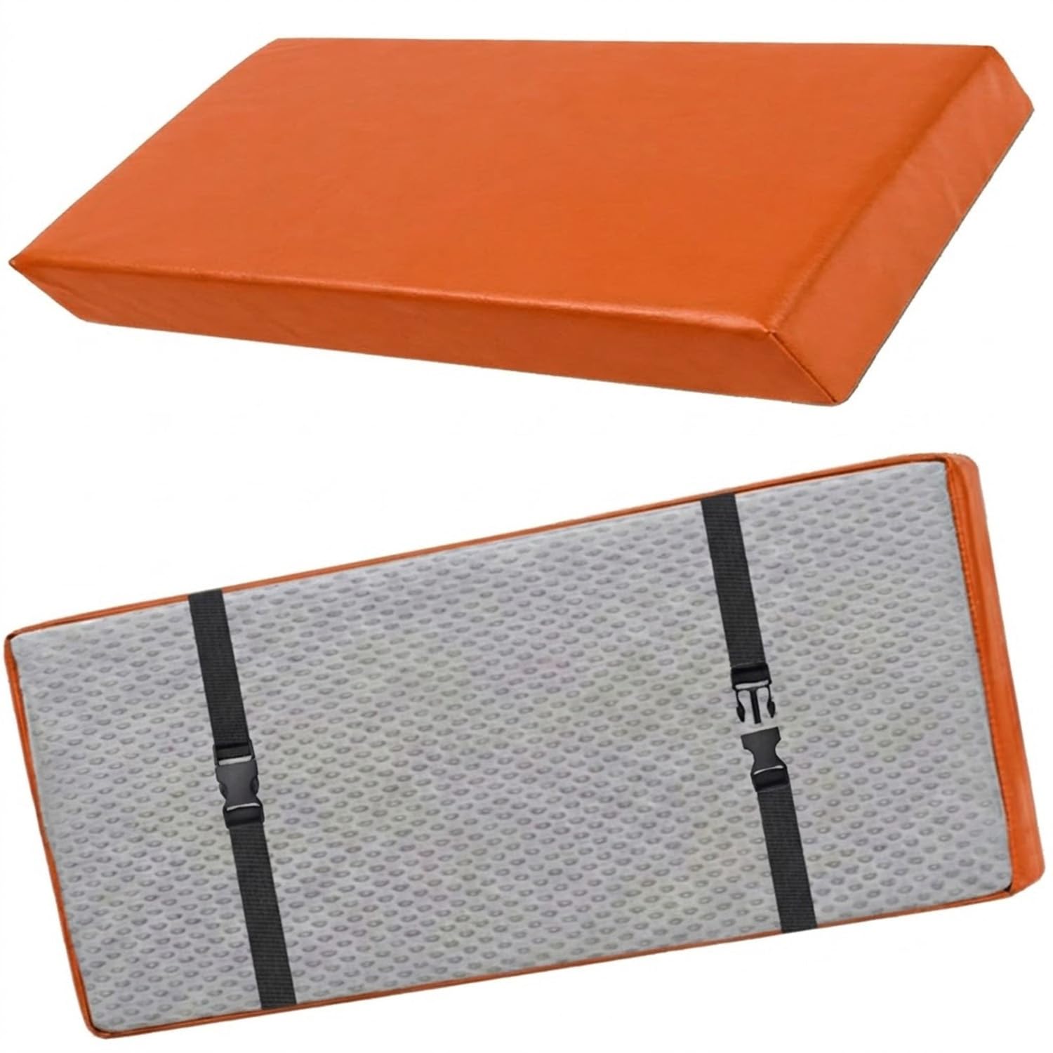 Coussin De Banc Imperméable en Cuir PU 5cm D'épaisseur Coussin D'assise Antidérapant avec Attaches pour Jardin Extérieur Intérieur Entrée Banquette(Orange,70x30cm)