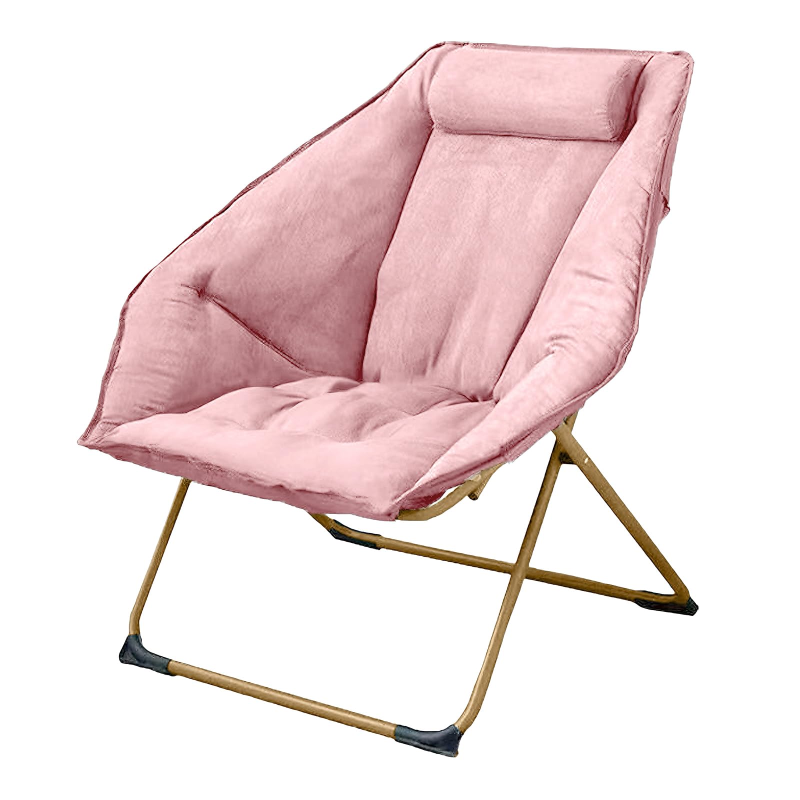 Hexagon Foldable Living Room Chair, Saucer Chair for Adults, Comfy Bedroom Lounge Chair, Moon Chair, Lazy Folding Chair for Dorm Rooms(Chair-Pink)