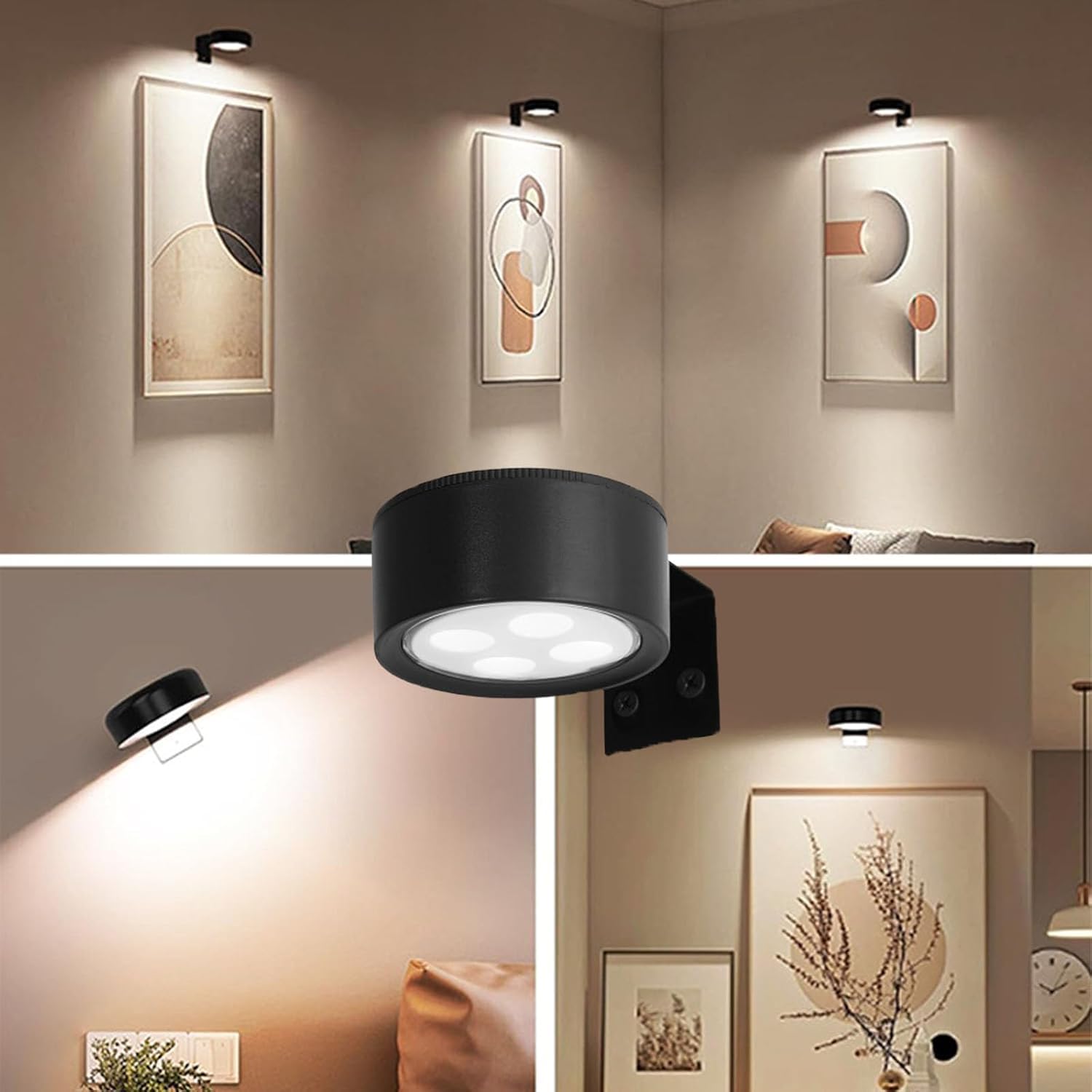 Topveden Lot De 3 Picture Lights Avec Télécommande - Éclairage Tableau Batterie, Contrôle Tactile, 3 Modes Lumière Et Minuteur