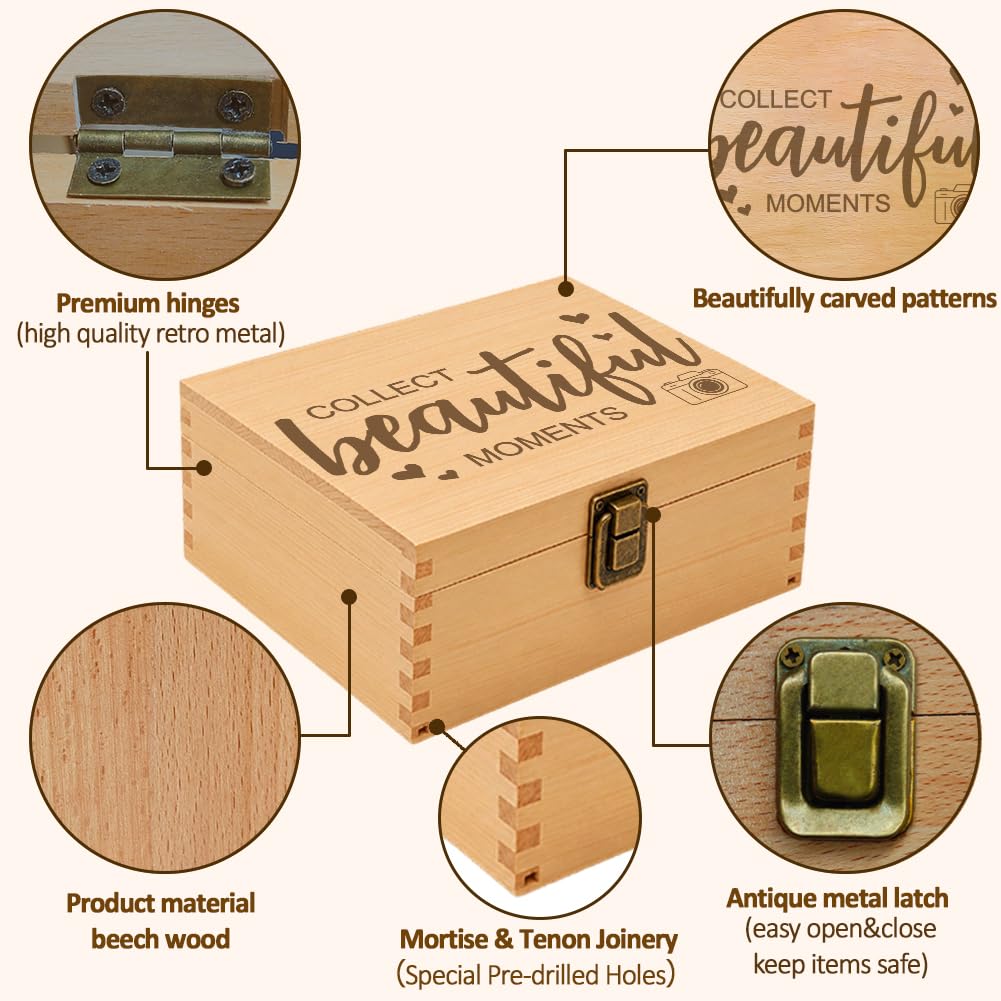 arricraft 1Pc Boîte de Souvenirs en Bois, Beautiful Moments Coffret Baptême