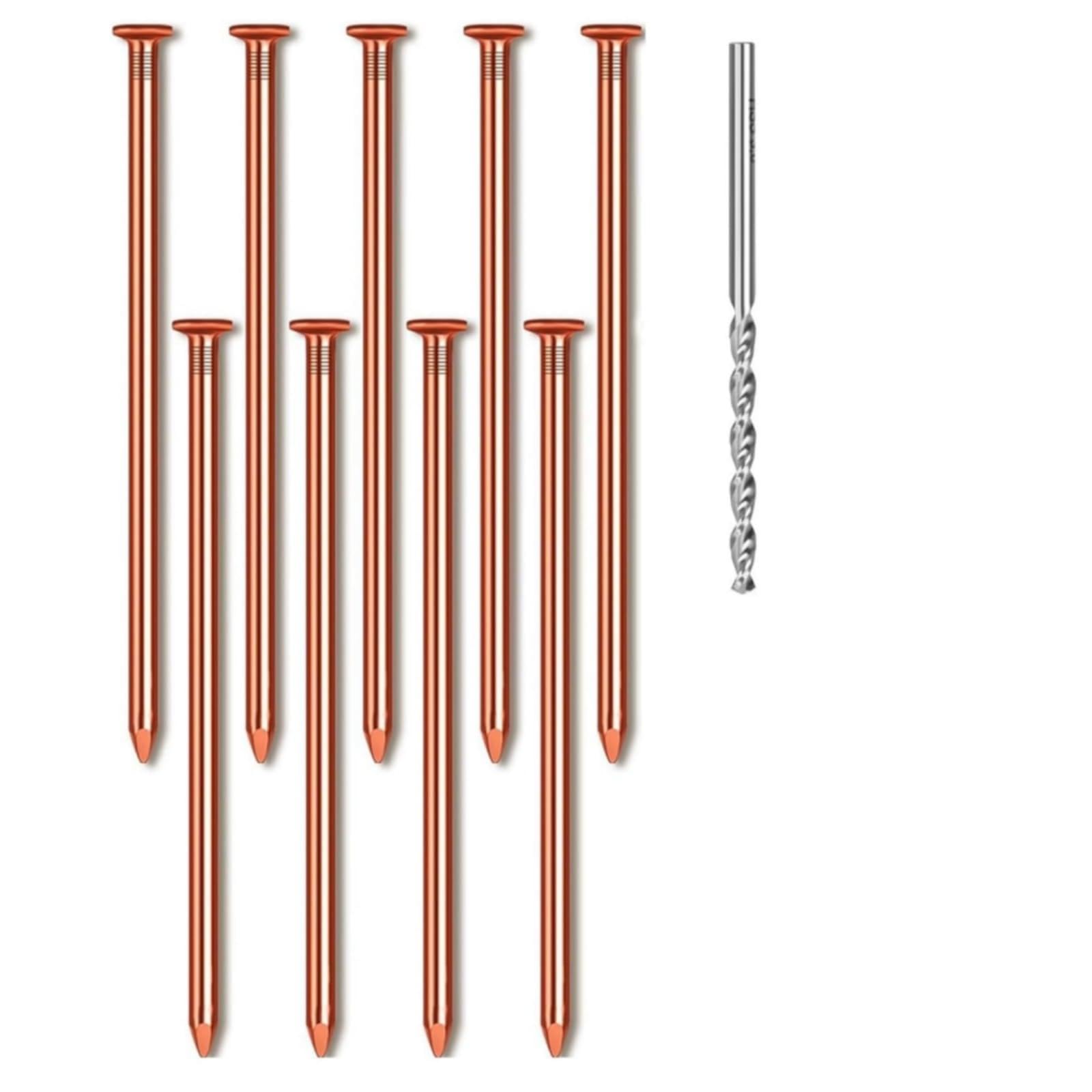 Haiyox 10PCS Copper Nails For Tree Stumps,Stump Remover,Tree Stump Remover Tool,3.15" Stake Removal Nail,With HSS Drill Bit,Efficient And Hard,Easy Installation,For Boat Building And Outdoor Projects