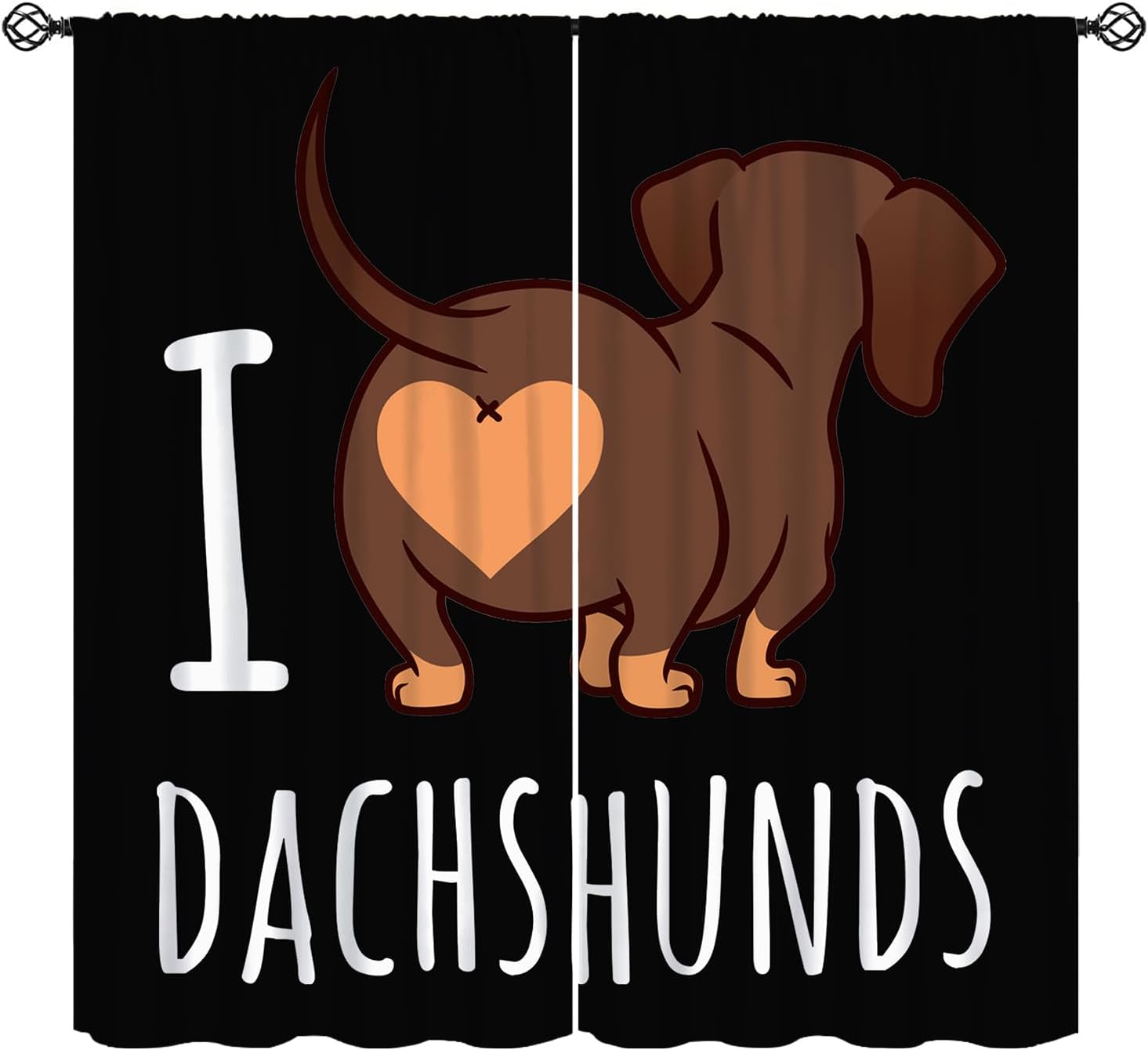 Paw Prints Blackout Curtains, Pet Dog Paw Black Silhouette Shape of Paw Print Window Treatments, Retro Rod Pocket Thermal Insulation Drapes for Bedroom Living Room, 72" W X 63" L